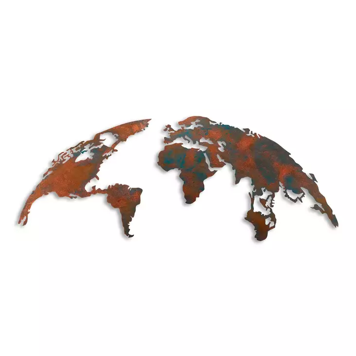 Väggdekor Metall Wallity World Map Medium Flerfärgad Metall 150x59 cm 2 Delar - Dekorationer, prydnadsföremål - 8683743851522 - 1