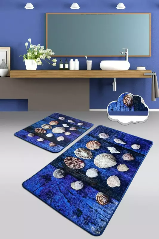 Badrumsmatta Set Mijölnir Flerfärgad 100% Polyester Antibakteriell Halkfri 50x60 cm & 60x100 cm - Badrumsmattor och våtrumsmattor - 8682870916142 - 1