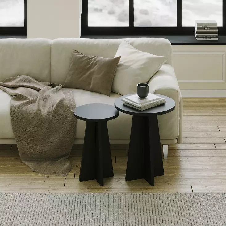 Soffbord Hanah Home Mushroom 2 Svart Spånskiva 40x50x40 cm 30x45x30 cm - Soffbord - 8684282515302 - 1