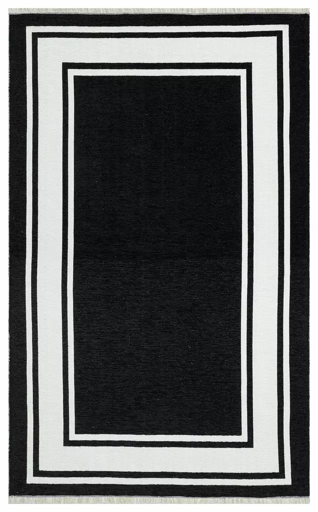 Gångmatta Conceptum Nk06 Svart Vit Polyester Bomull 75x150 cm - Små mattor och gångmattor - 8682870817562 - 1