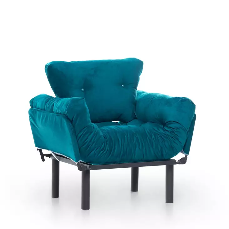 Öronlappsfåtölj Atelier del Sofa Nitta Petrolgrön Polyester 95x70x85 cm - Fåtöljer - 8681875833812 - 1