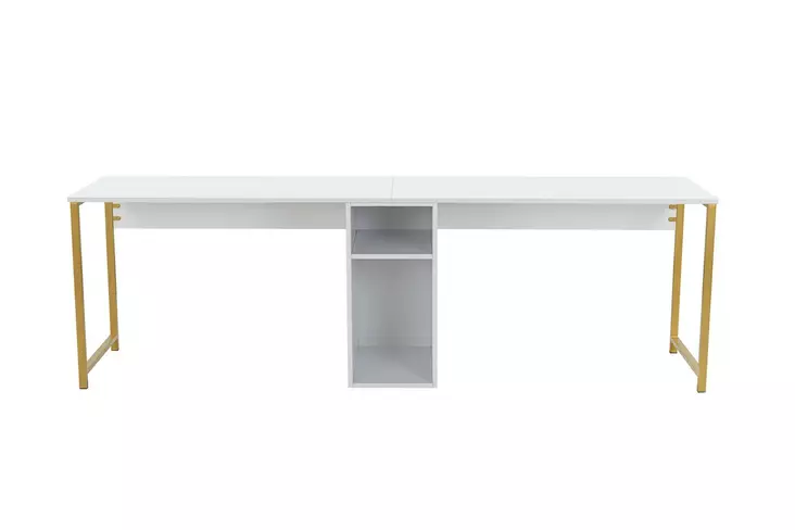 Skrivbord Nordure Twin White Guld Spånskiva 240x74x60 cm - Skrivbord - 8684282978572 - 1