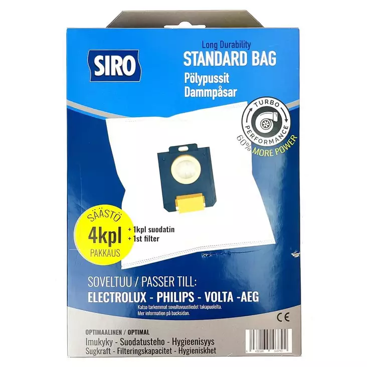 Dammpåsar S-Bag 4 st med filter - Dammsugarpåsar - 6438168103792 - 1