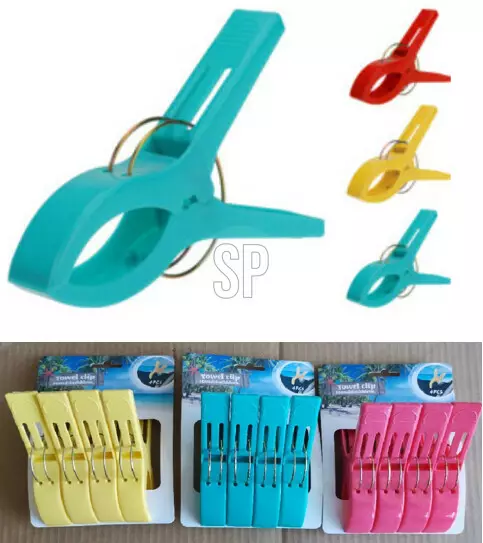 Handdukshållare 4st sommarfärger PP-plast metallfjäder - Torkställningar och tvättkorgar - 8721037393072 - 1