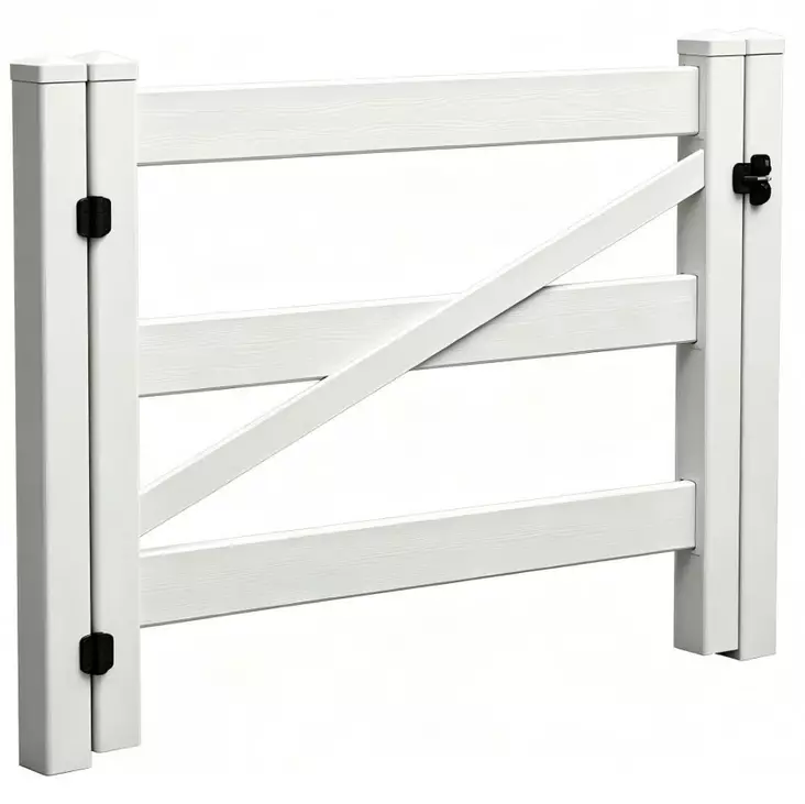 Ranch häststaket enkelbladigt portelementsystem med 152 cm höga stolpar, vit PVC - Staket och stängselnät - 6438014430652 - 1