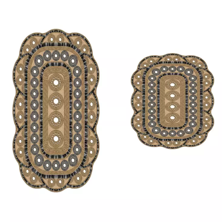 Badrumsmatta Set Mijölnir Brun 100% Polyester Halkfri Antibakteriell Maskintvättbar 50x60 cm & 60x100 cm - Badrumsmattor och våtrumsmattor - 8682870989962 - 1
