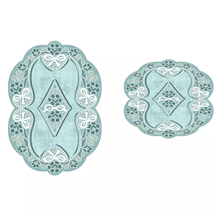 Badrumsmatta Set Mijölnir Blå 100% Polyester Halkfri Antibakteriell Maskintvättbar 50x60 cm & 60x100 cm - Badrumsmattor och våtrumsmattor - 8682870989382 - 1