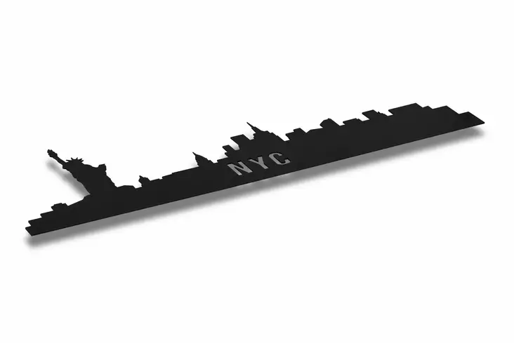 Väggdekor MDF Wallity NYC Skyline Blå MDF 80x24 cm - Ljussmycken och ljusfigurer - 8682870904712 - 1