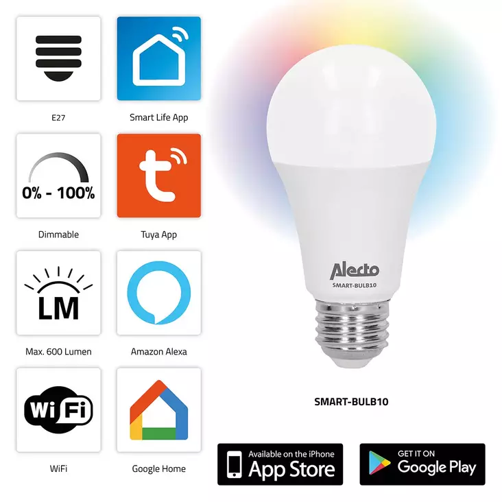 Smart LED-färglampa med Wi-Fi - Ljuskällor - 8712412583522 - 1