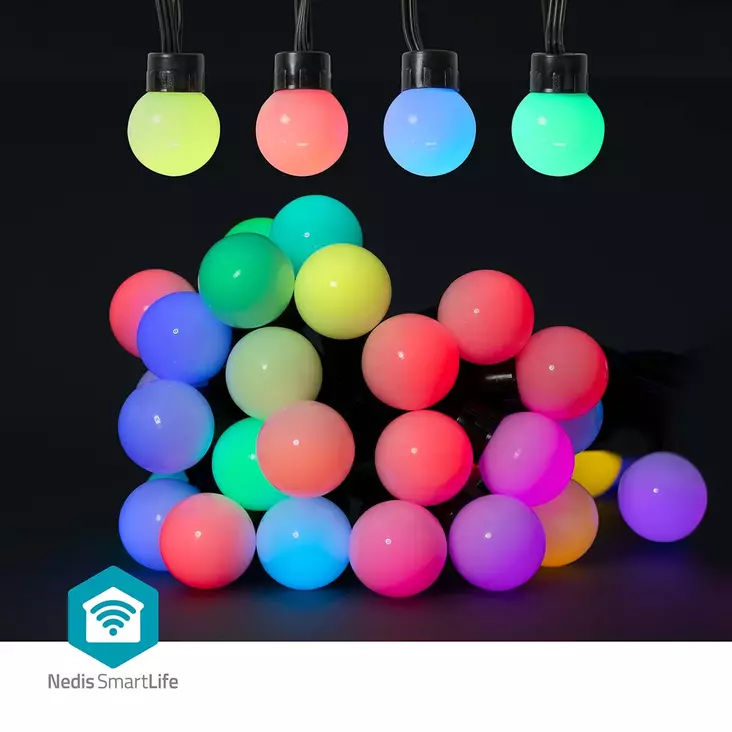 SmartLife Dekorativa Lampor | Festljus | Wi-Fi | RGB | 48 LED's | 10.8 m | Android / IOS | Glödlampediameter: 30 mm - Dekorationsljus - 5412810404292 - 1