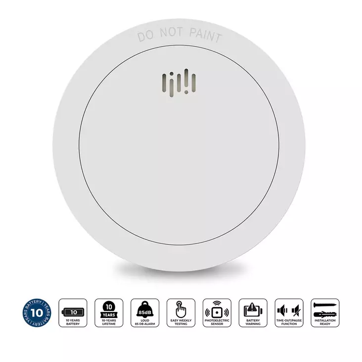Smoke detector with 10 years battery and sensor runtime White - Brandvarnare och kolmonoxidvarnare - 8711902093152 - 1