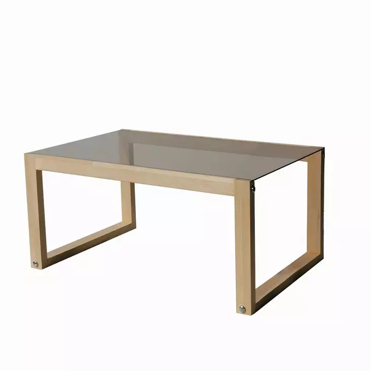 Soffbord Hanah Home Via Natural Massiv Furu Härdat Glas 85x40x55 cm - Soffbord - 8682870730892 - 1