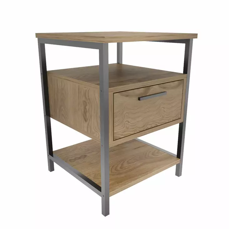 Sängbord Hanah Home Alba Svart Ek Spånskiva 45x45x61,8 cm - Nattduksbord - 8683743119912 - 1
