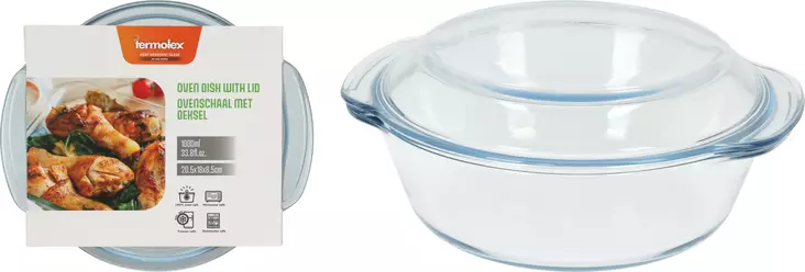 Ugnsform med lock i borosilikatglas 2 liter - Ugnsformar och bakformar - 8720573833202 - 1