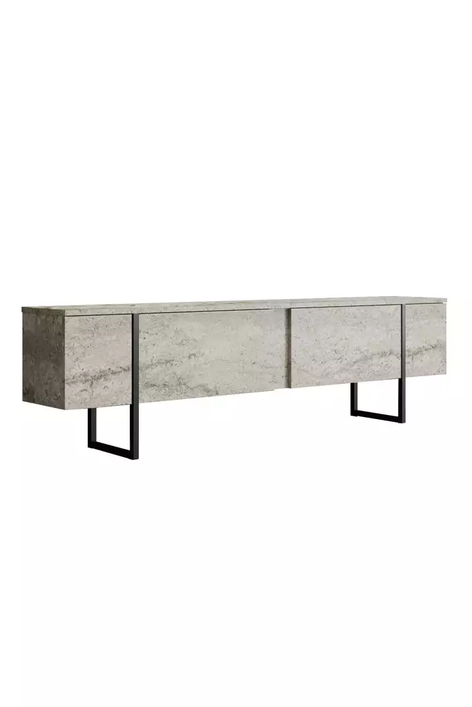 TV-bänk Hanah Home Luxe Travertine Svart Spånskiva 180x30x50 cm - TV-bänkar - 8684282970422 - 1