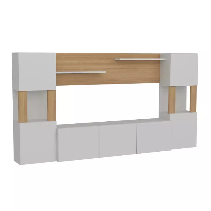 TV-bänk Hanah Home Lore Vit Teak Spånskiva 160x125x31,5 cm - TV-bänkar - 8681181980262 - 1