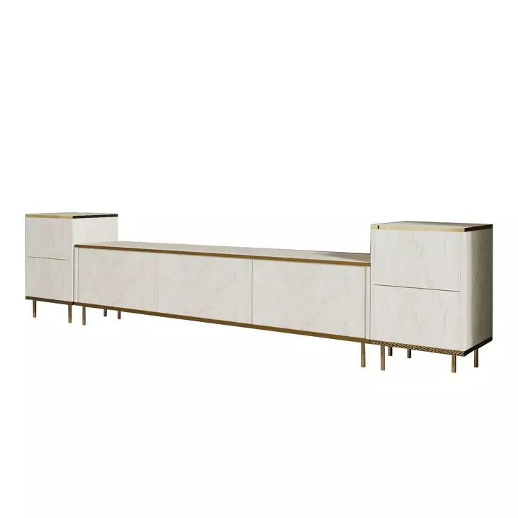 TV-bänk Hanah Home Imaj Travertine Spånskiva 180x45,2x35 cm 40x60x35 cm - TV-bänkar - 8684283033232 - 1