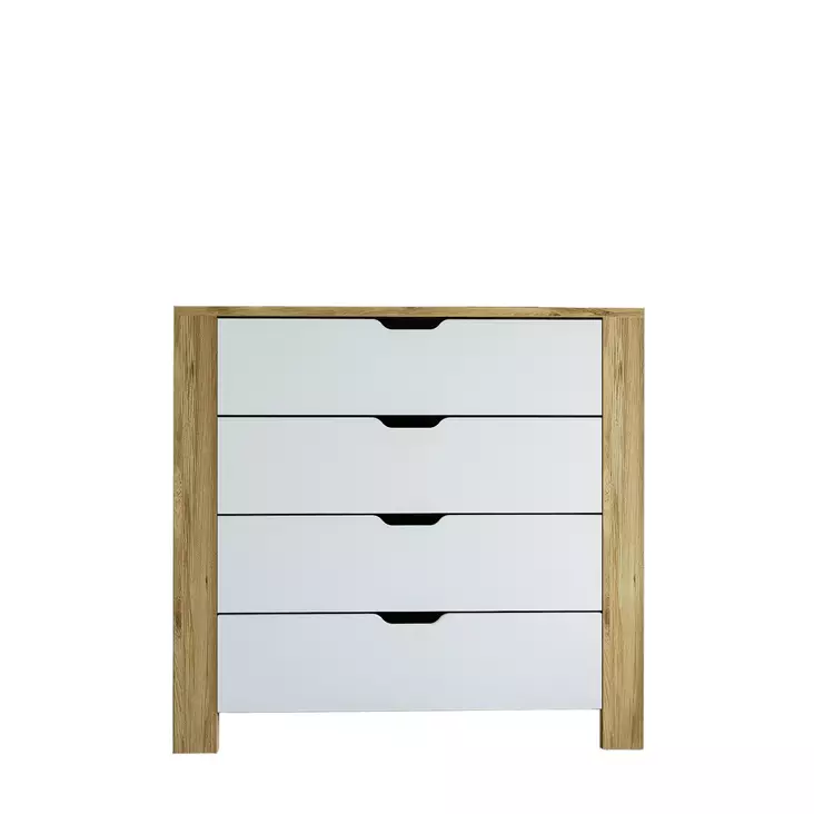 Byrå Hanah Home Nisan 1600 026 Ljus Valnöt Vit Spånskiva 90x85x42 cm - Byråer och skåp - 8684282617662 - 1