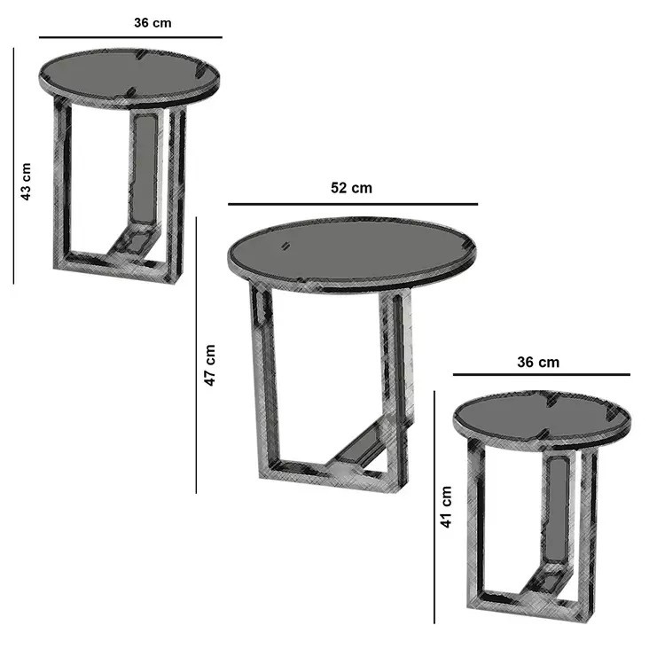 Nestingbord Hanah Home Mira Valnöt Spånskiva 52x47x52 cm 36x43x36 cm 36x41x36 cm - Möbler - 8681875364422 - 1