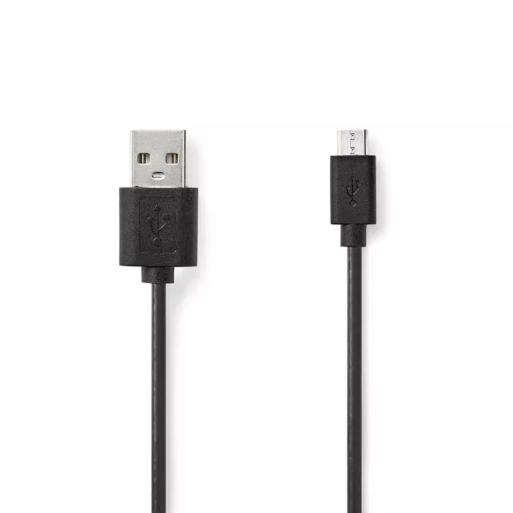 USB-kabel | USB 2.0 | USB-A Hane | USB Micro-B Hane | 7.5 W | 480 Mbps | Nickelplaterad | 1.00 m | Rund | PVC | Svart | Label - Dator och nätverk - 5412810428052 - 1