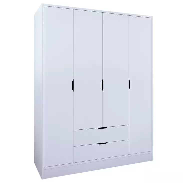 Garderob Hanah Home Duru 4 Door Matt Vit Spånskiva 140x182x45 cm - Garderober - 8684283109982 - 1