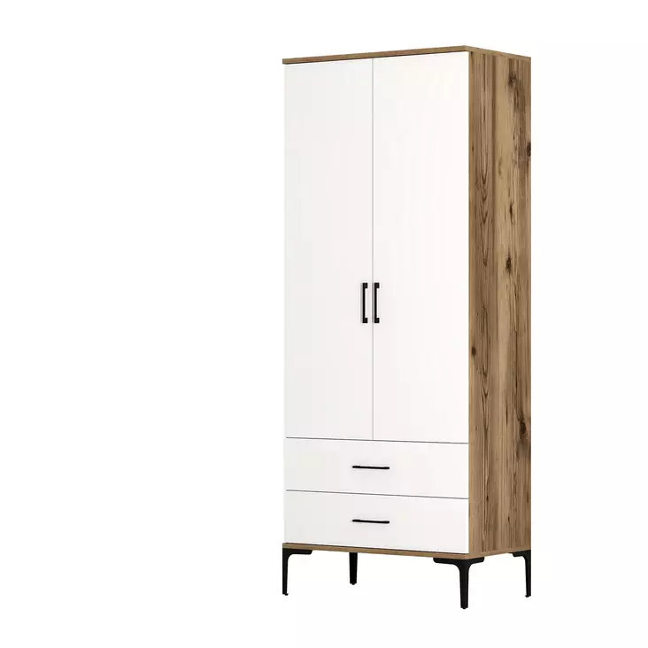 Garderob Hanah Home Kumsal T Valnöt Vit Spånskiva 80x47,5x201,4 cm - Garderober - 8684282088882 - 1