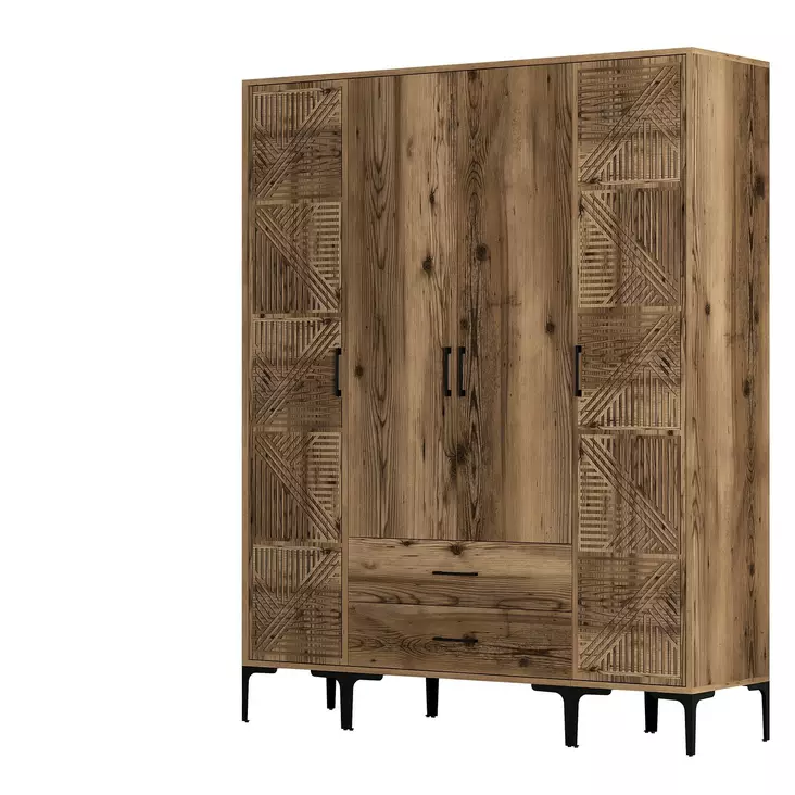 Garderob Hanah Home Kumsal PTP Valnöt Spånskiva 160x47,5x201,4 cm - Garderober - 8684282089452 - 1