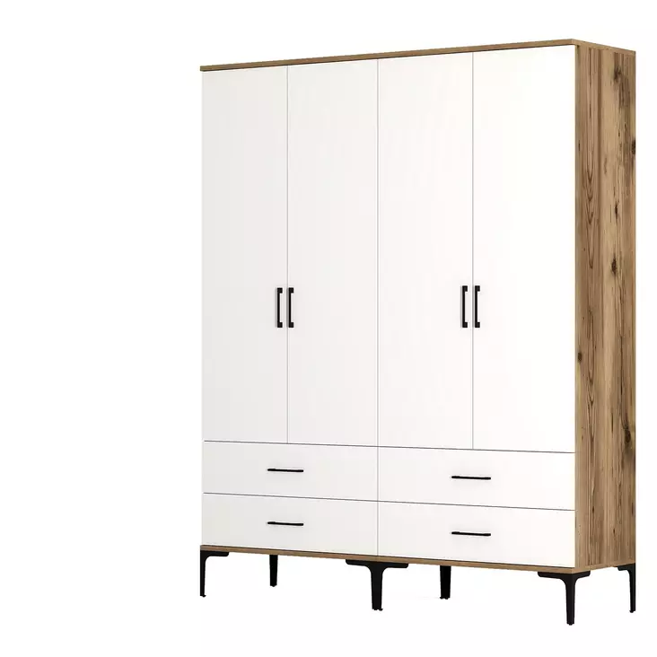 Garderob Hanah Home Kumsal TT Valnöt Vit Spånskiva 160x47,5x201,4 cm - Garderober - 8684282089582 - 1
