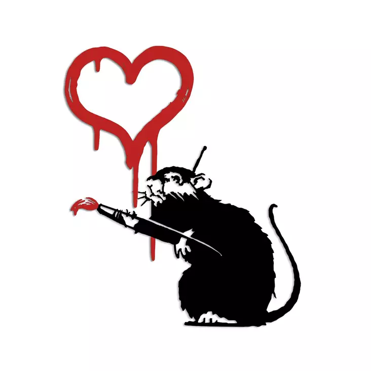 Väggdekor Metall Wallity Banksy Metal Vit Metall 60x70 cm - Dekorationer, prydnadsföremål - 8684282419082 - 1