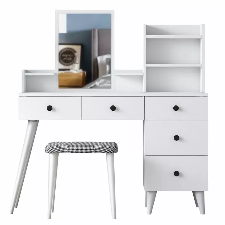 Sminkbord Hanah Home BJ101 Vit Spånskiva 125x93,8x40 cm - Toalettbord - 8683742031642 - 1