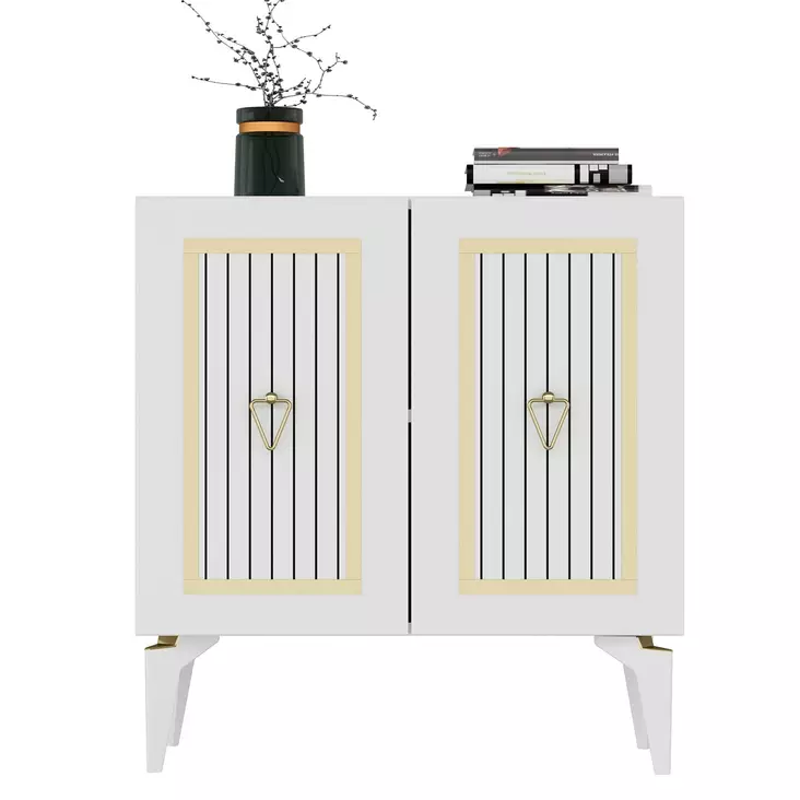 Konsolbord Hanah Home Capri Vit Guld Spånskiva 75x79x40 cm - Byråer och skåp - 8683742835882 - 1