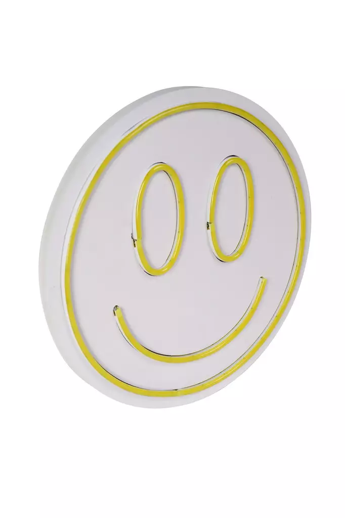 Led Väggdekor Wallity Smiley Gul Plast Ø 27 cm - Ljussmycken och ljusfigurer - 8683743828692 - 1