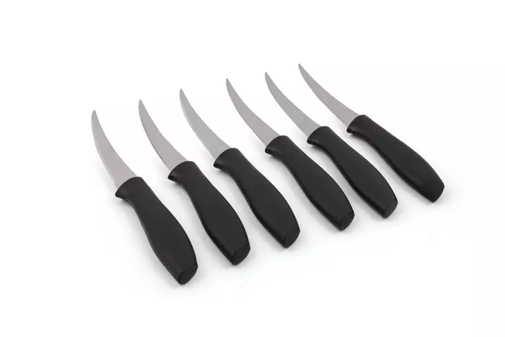 Knivset (6 delar), svart/silver, 25,5 x 9 x 1,3 cm, tåligt, stilrent - Knivar och saxar - 8683342992992 - 1