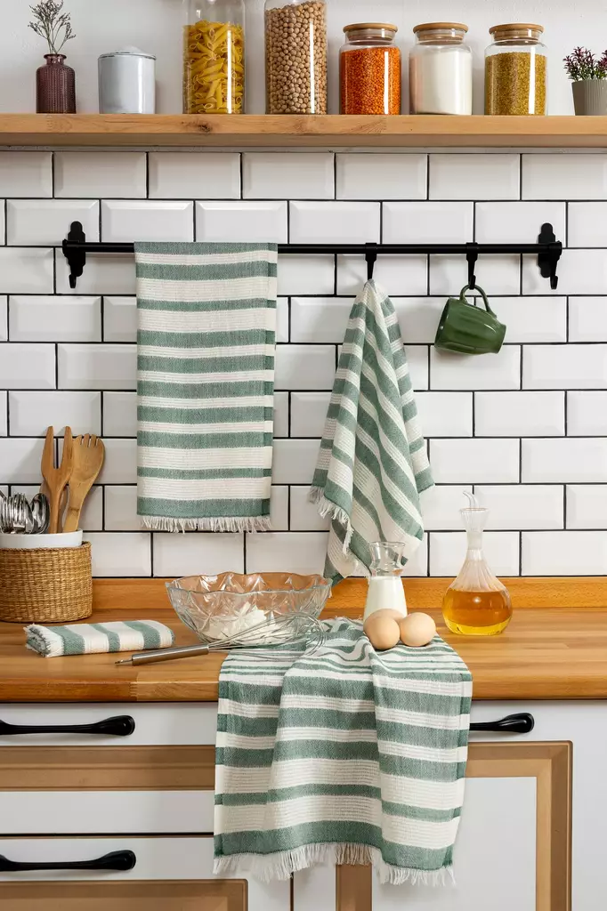 Handdukset Hermia Bella Grön Bomull 4 Delar - Kökstextilier - 8684282851202 - 1