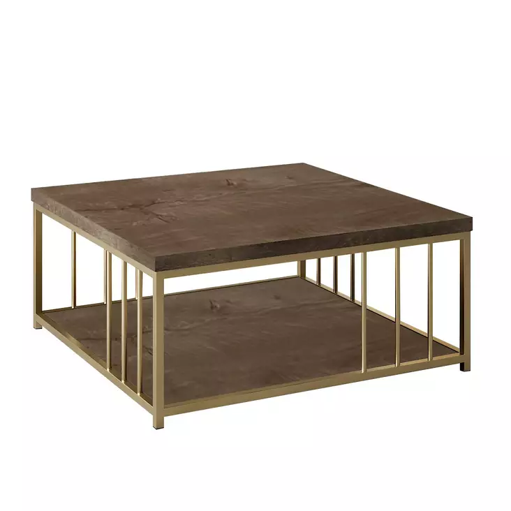 Soffbord Hanah Home Zenn Valnöt Guld Spånskiva 90x90x40 cm - Soffbord - 8683743791262 - 1