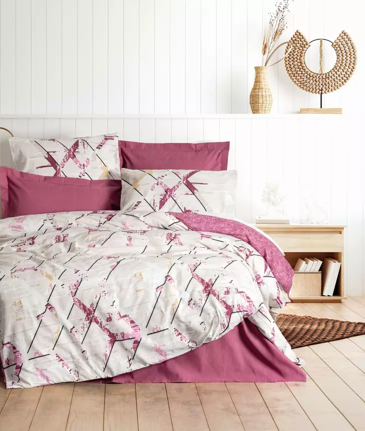Påslakanset Enkel L'essentiel Renata Plommon Bomull 160x220 cm 160x240 cm 50x70 cm - Lakan och örngott - 8684282476092 - 1