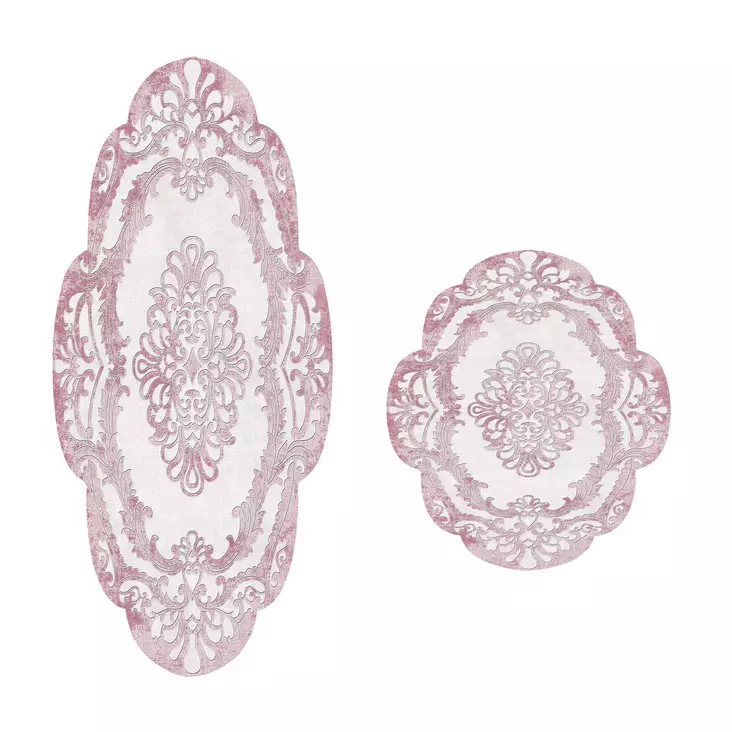 Badrumsmatta Set Mijölnir Puderrosa 100% Polyester Halkfri Antibakteriell Maskintvättbar 50x60 cm & 60x100 cm - Badrumsmattor och våtrumsmattor - 8682870989252 - 1