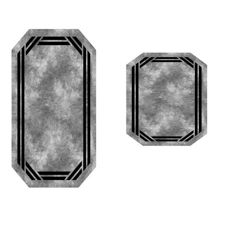 Badrumsmatta Set Mijölnir Grå Svart 100% Polyester Halkfri Antibakteriell Maskintvättbar 50x60 cm & 60x100 cm - Badrumsmattor och våtrumsmattor - 8682870988262 - 1