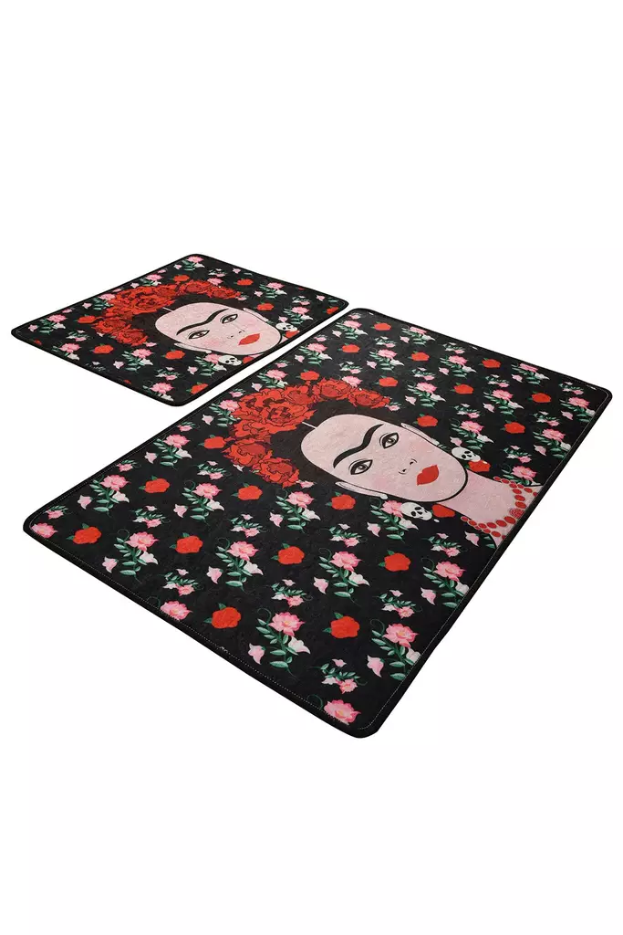 Badrumsmatta Set Mijölnir Flerfärgad 100% Polyester Antibakteriell Halkfri 50x60 cm & 60x100 cm - Badrumsmattor och våtrumsmattor - 8681875426502 - 1