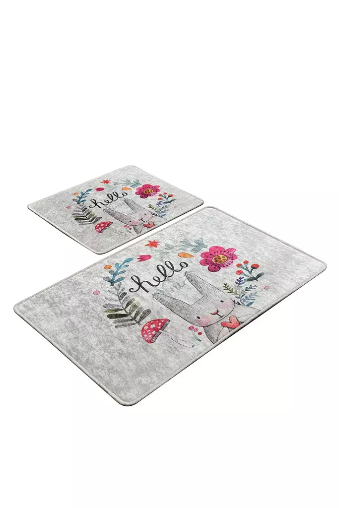 Badrumsmatta Set Mijölnir Flerfärgad 100% Polyester Antibakteriell Halkfri 50x60 cm & 60x100 cm - Badrumsmattor och våtrumsmattor - 8681875897852 - 1