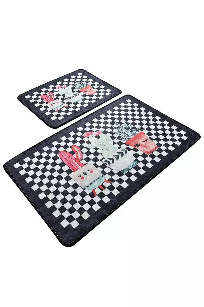 Badrumsmatta Set Mijölnir Flerfärgad 100% Polyester Antibakteriell Halkfri 50x60 cm & 60x100 cm - Badrumsmattor och våtrumsmattor - 8681875898002 - 1