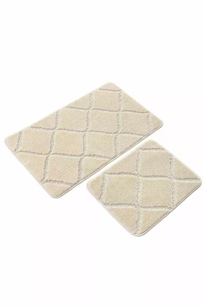 Badrumsmatta Set Mijölnir Krämvit 100% Polypropylen Halkfri 50x80 cm & 40x50 cm - Badrumsmattor och våtrumsmattor - 8684283557622 - 1