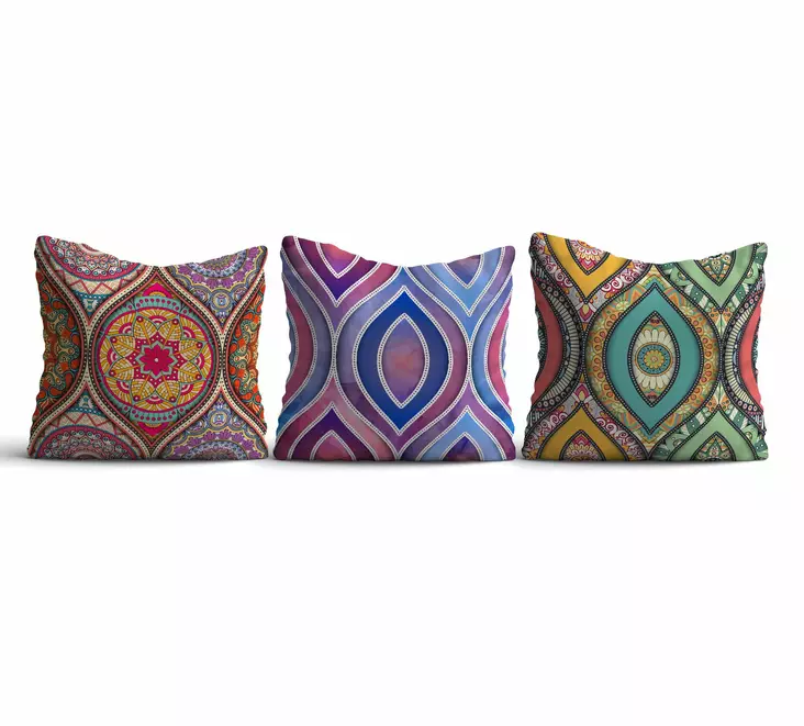 Kuddfodral Set Aberto Design HMIKIR111 Flerfärgad Polybomull 43x43 cm - Prydnadskuddar - 8683342759212 - 1