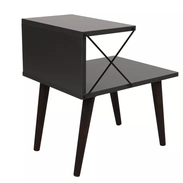 Sängbord Hanah Home Cross Antracit Spånskiva 50x55x40 cm - Nattduksbord - 8683342427562 - 1