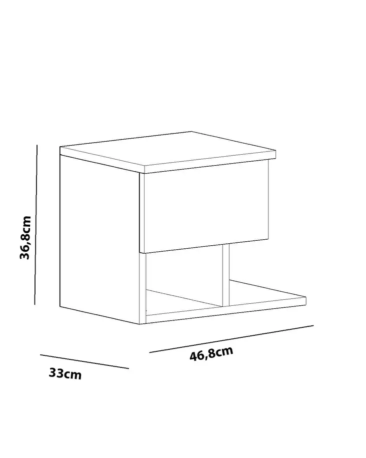 Sängbord Hanah Home Yasso Vit Spånskiva 46,8x36,8x33 cm - Nattduksbord - 8681181980712 - 1