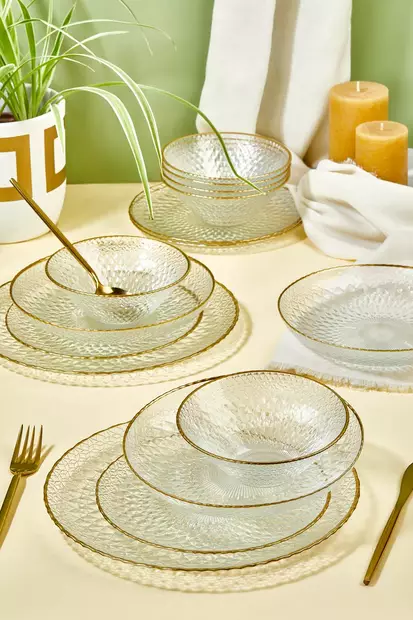 Matsservis Hermia Fugi Transparent Glas 24 Delar - Serveringsfat - 8684283784783 - 2