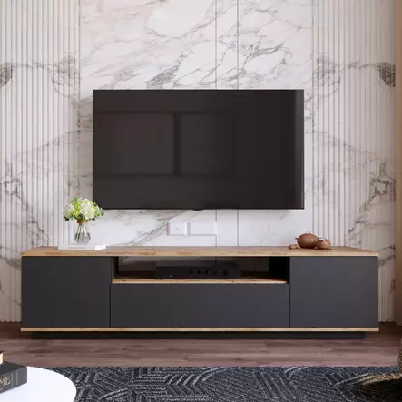 TV-bänk Hanah Home Fr7 Aa Furu Antracit Spånskiva 180x44,6x44,5 cm - TV-bänkar - 8683342403993 - 1