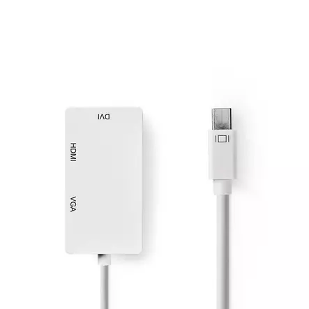 Mini Displayport-kabel | DisplayPort 1.2 | Mini DisplayPort Hane | DVI-D 24+1-Pin Hona / HDMI ingång / VGA hona 15p | 21.6 Gbps | Nickelplaterad | 0.20 m | Rund | PVC | Vit | Plastpåse - Dator och nätverk - 5412810263813 - 1