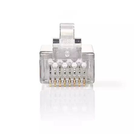 RJ45-kontakt | Hane | Strandad STP CAT6 | Rak | Guldplaterad | 10 st. | Polycarbonate | Transparent | Låda - Dator och nätverk - 5412810424733 - 10