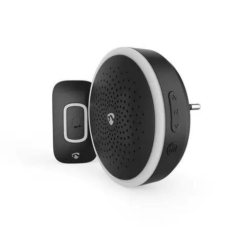 Trådlösa dörrklockan | Strömadapter | 220 - 250 V AC | 1x CR2032 | Volym: 80 dB | Signalområde: 150 m | 60 Melodier | 1 Mottagare | Svart - Dörrklockor och dörrkameror - 5412810476893 - 1